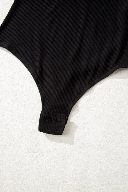 Mineral Red Ribbed Long Sleeve Crew Neck Solid Color Bodysuit