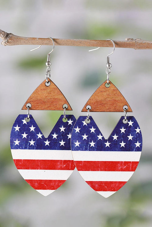 Dark Blue Independence Day Star Striped Hook Earrings