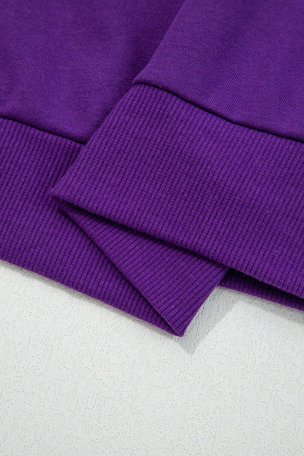 Tillandsia Purple Varsity Stripe Detail Drop Shoulder Pullover Mini Skirt Set