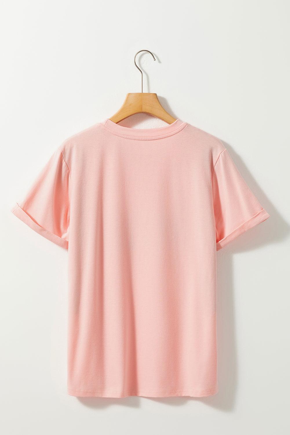 Pink MORE PEACHTS01 Graphic Crew Neck Tee - L & M Kee, LLC