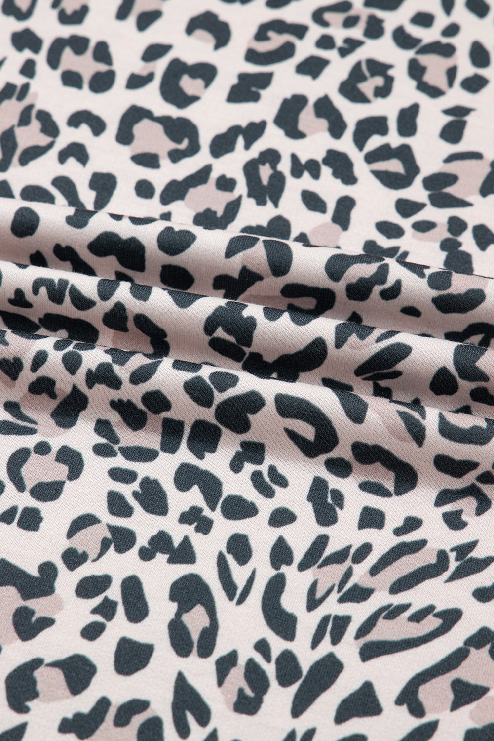 Khaki Leopard Print Contrast V Neck Varsity Stripe Detail Long Sleeve Top