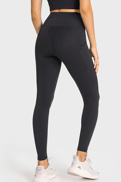 Black High Waist Fitness Leggings with Pockets - L & M Kee, LLC