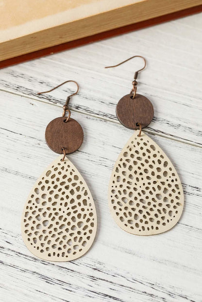 Colorblock Cut-Out Water Drop Hook Earrings - L & M Kee, LLC