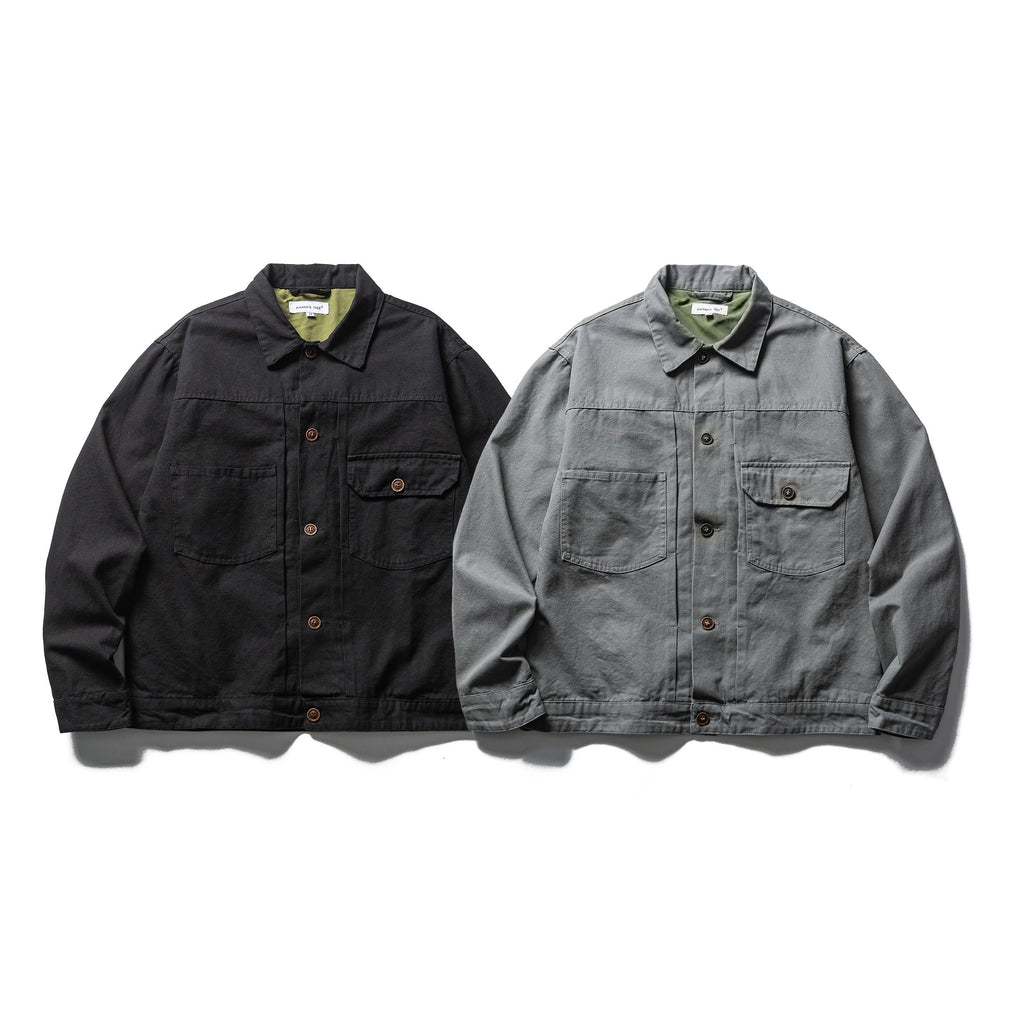 Solid Color Workwear Jacket for Men Casual Versatile Outerwear