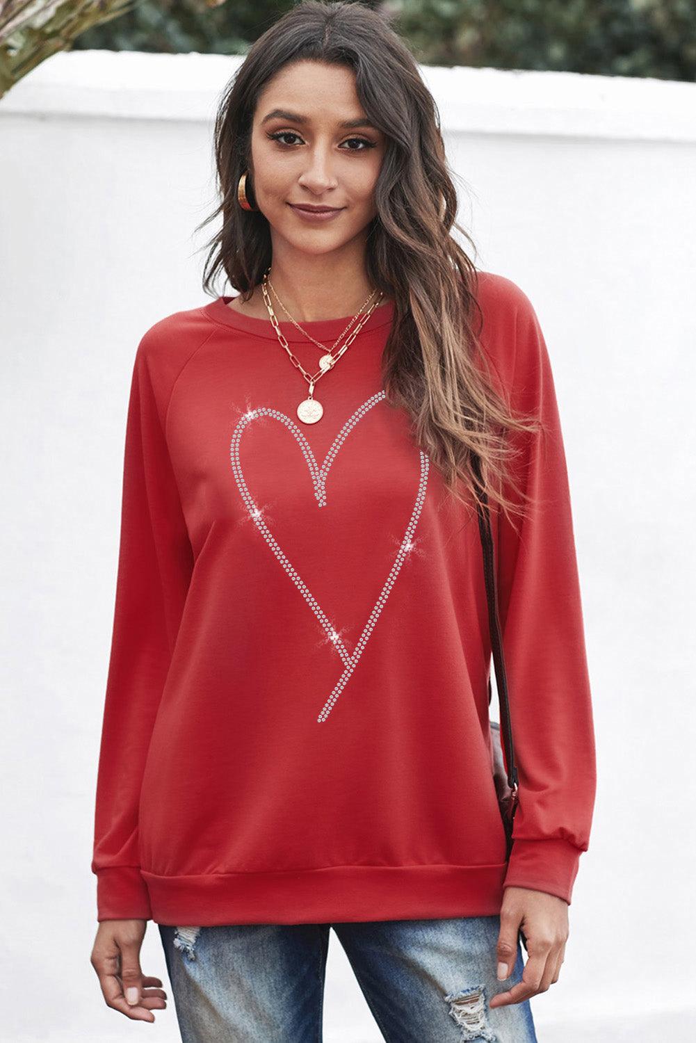 Fiery Red Chenille MERRY Christmas Raglan Sleeve Sweatshirt - L & M Kee, LLC