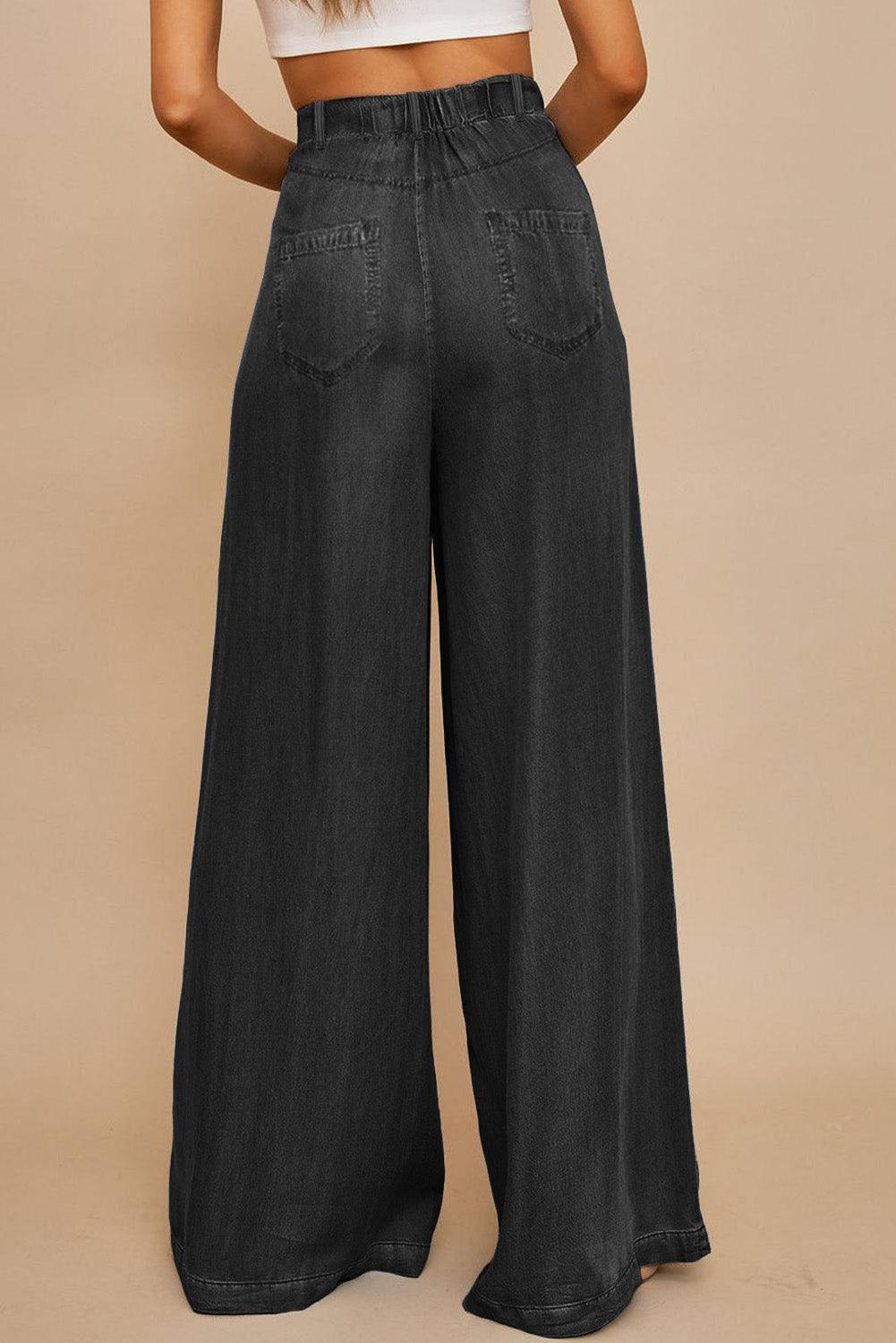 Tencel Wide Leg Soft Denim Pants - L & M Kee, LLC