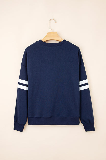 Evergreen Varsity Striped Detail Drop Shoulder Oversized Sweatshirt