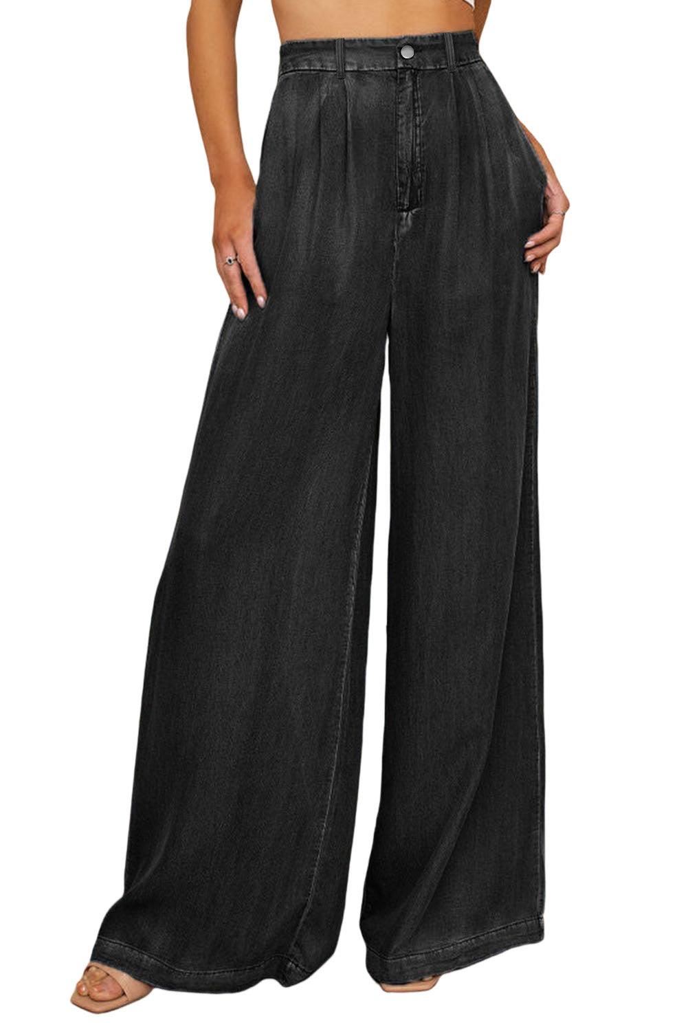 Tencel Wide Leg Soft Denim Pants - L & M Kee, LLC