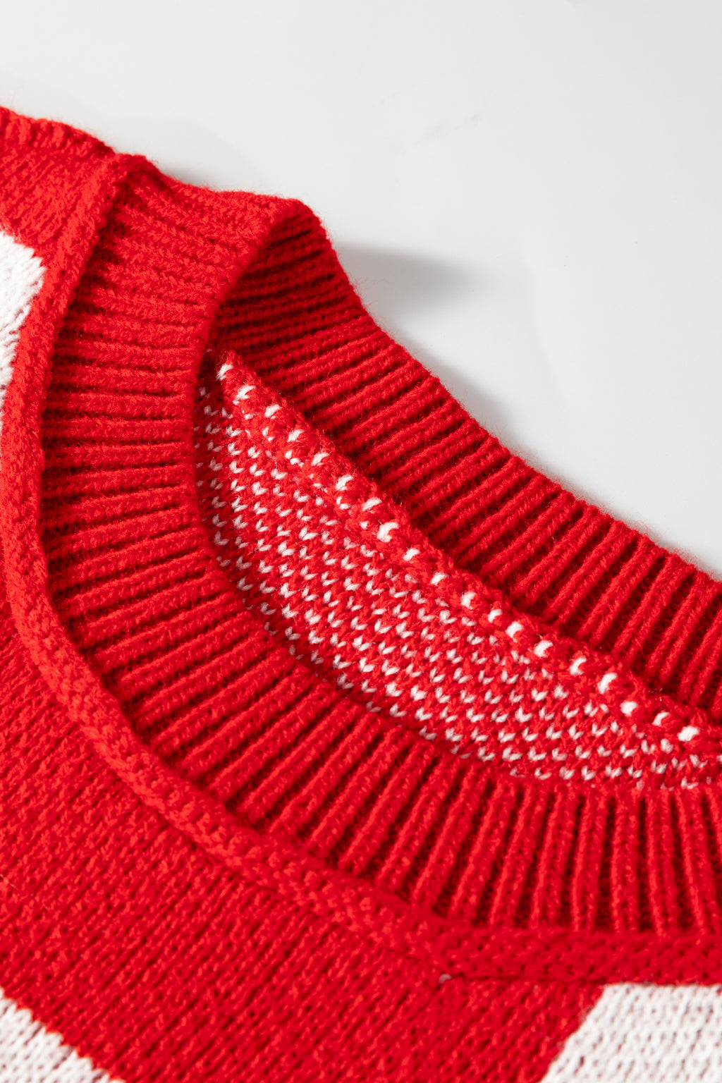 Fiery Red Checkered Bishop Sleeve Sweater