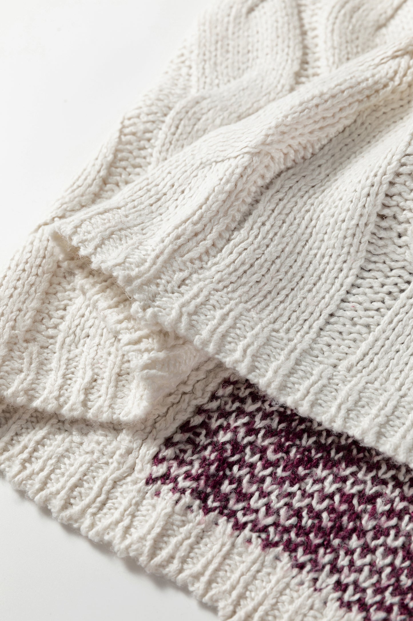 Purple Color Block Patchwork Knotted Back Loose Fit Sweater