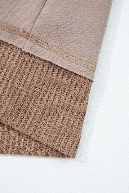 Goat Waffle Contrast Patchwork Plus Size Pocketed Hoodie