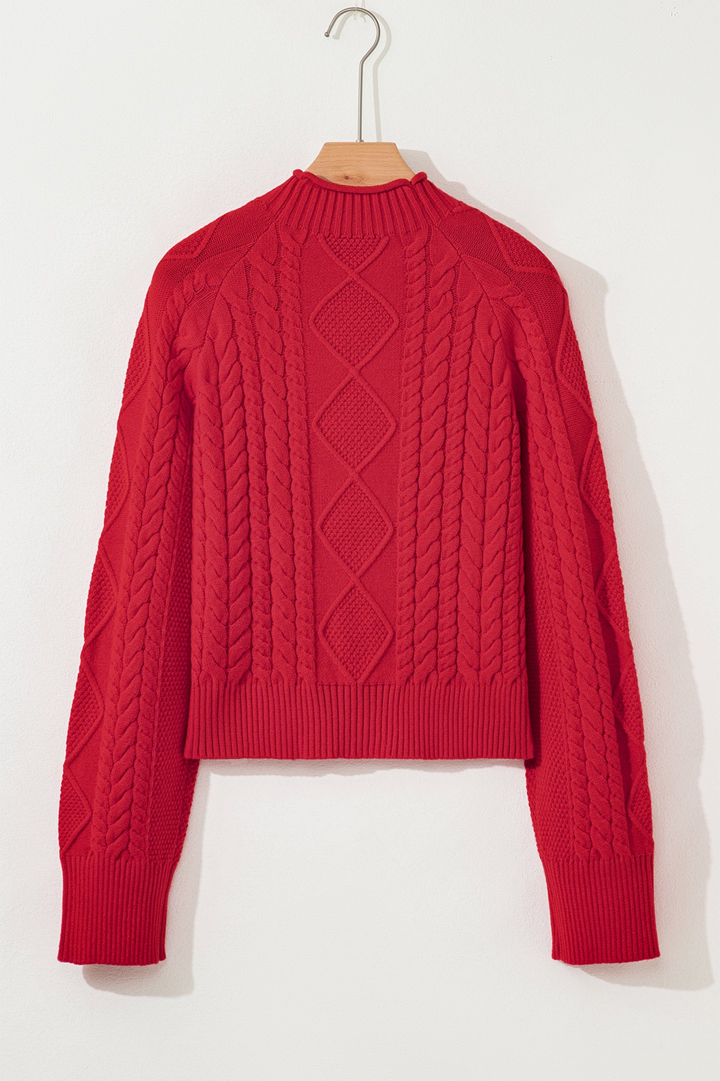 Fiery Red Cable Knit Baggy Sweater