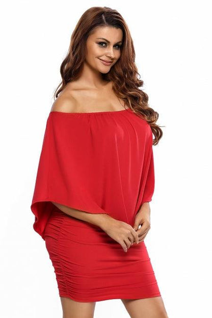 Multiple Dressing Layered Red Mini Poncho Dress - L & M Kee, LLC