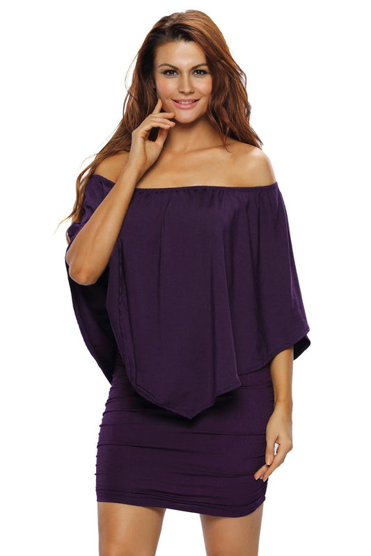 Multiple Dressing Layered Purple Mini Poncho Dress - L & M Kee, LLC