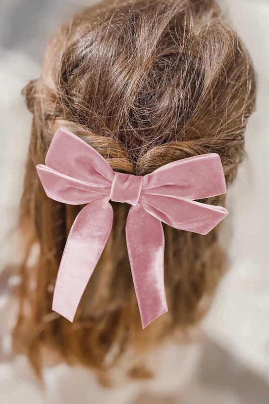 Pink Velvet Bowknot Frenchy Girl Fashion Hair Clip - L & M Kee, LLC