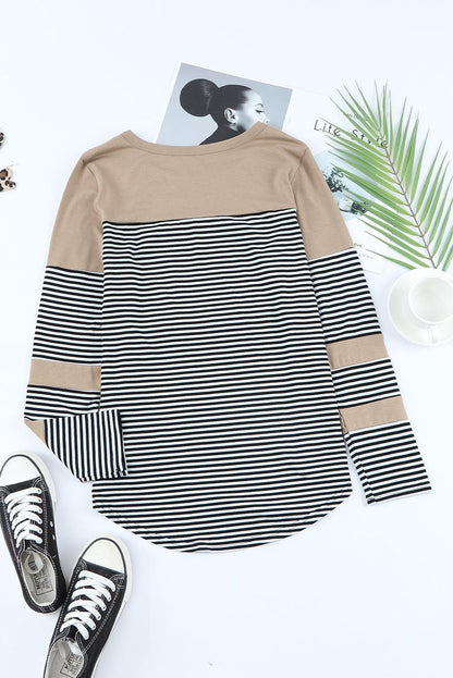 Black Pinstripe Patch Pocket Top - L & M Kee, LLC