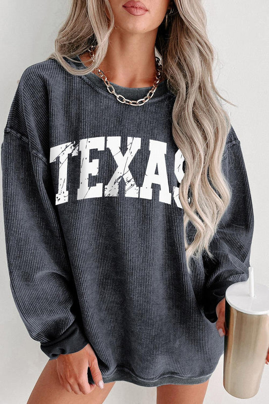 Gray TEXAS Graphic Corded Pullover Sweatshirt - L & M Kee, LLC