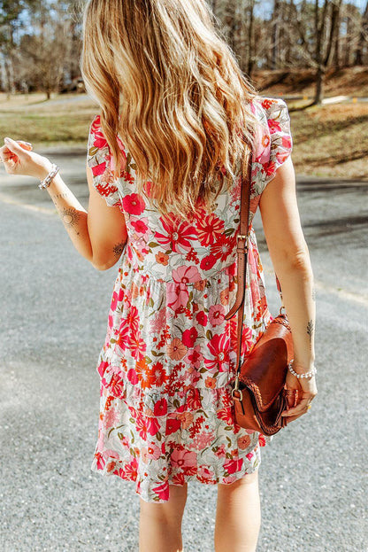 Ruffled Tank Floral Dress - L & M Kee, LLC