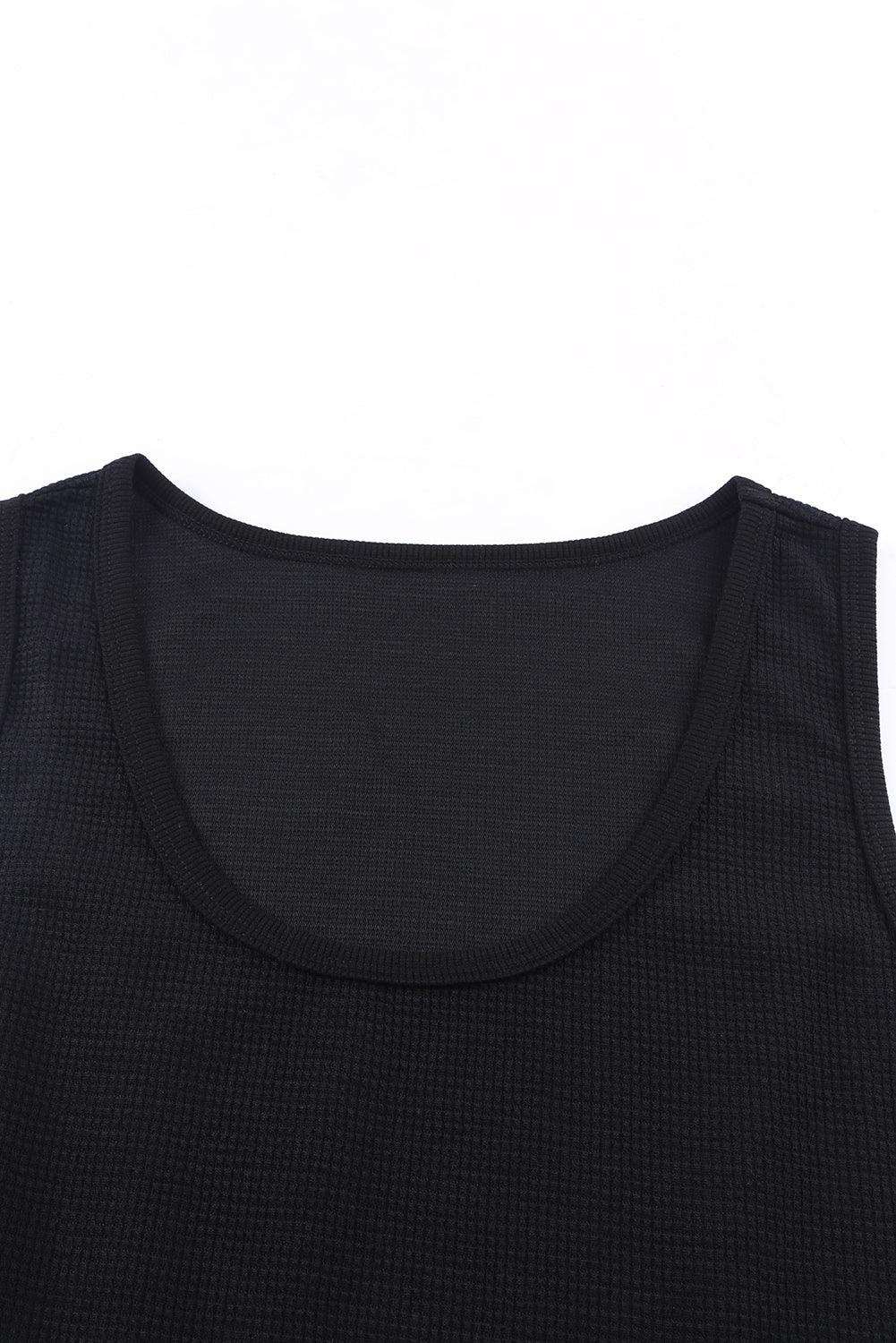 Plain Waffle Knit U Neck Tank Top - L & M Kee, LLC