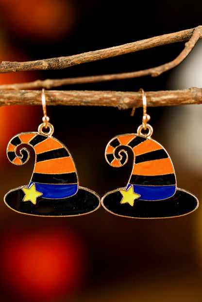 Carrot Star Witch Hat Halloween Hook Earrings