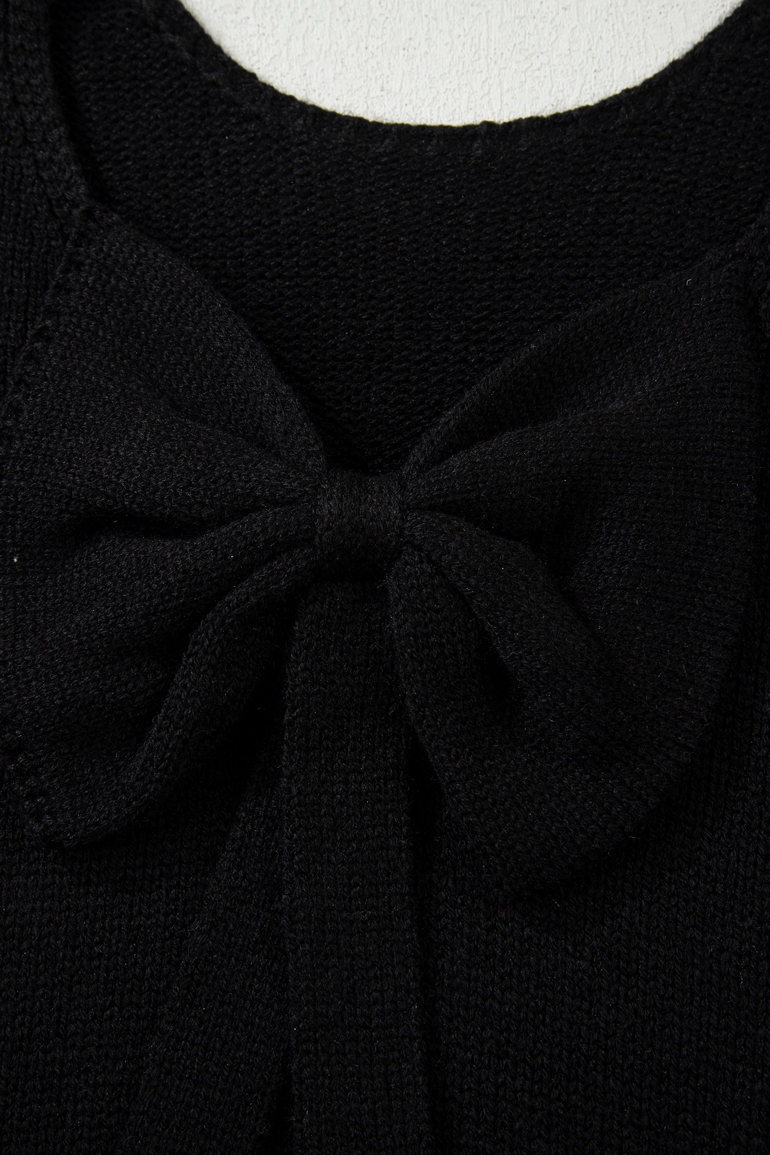 Black Festive Bow Backless Bubble Sleeve Sweater