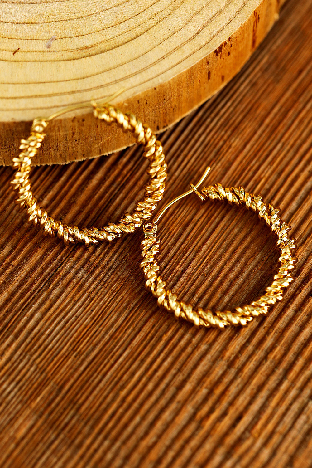 Gold Vintage Textured Hoop Earrings