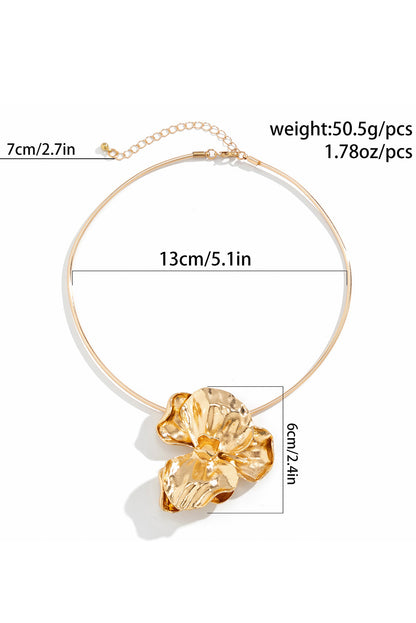 Gold Plated 3D Flower Hoop Necklace