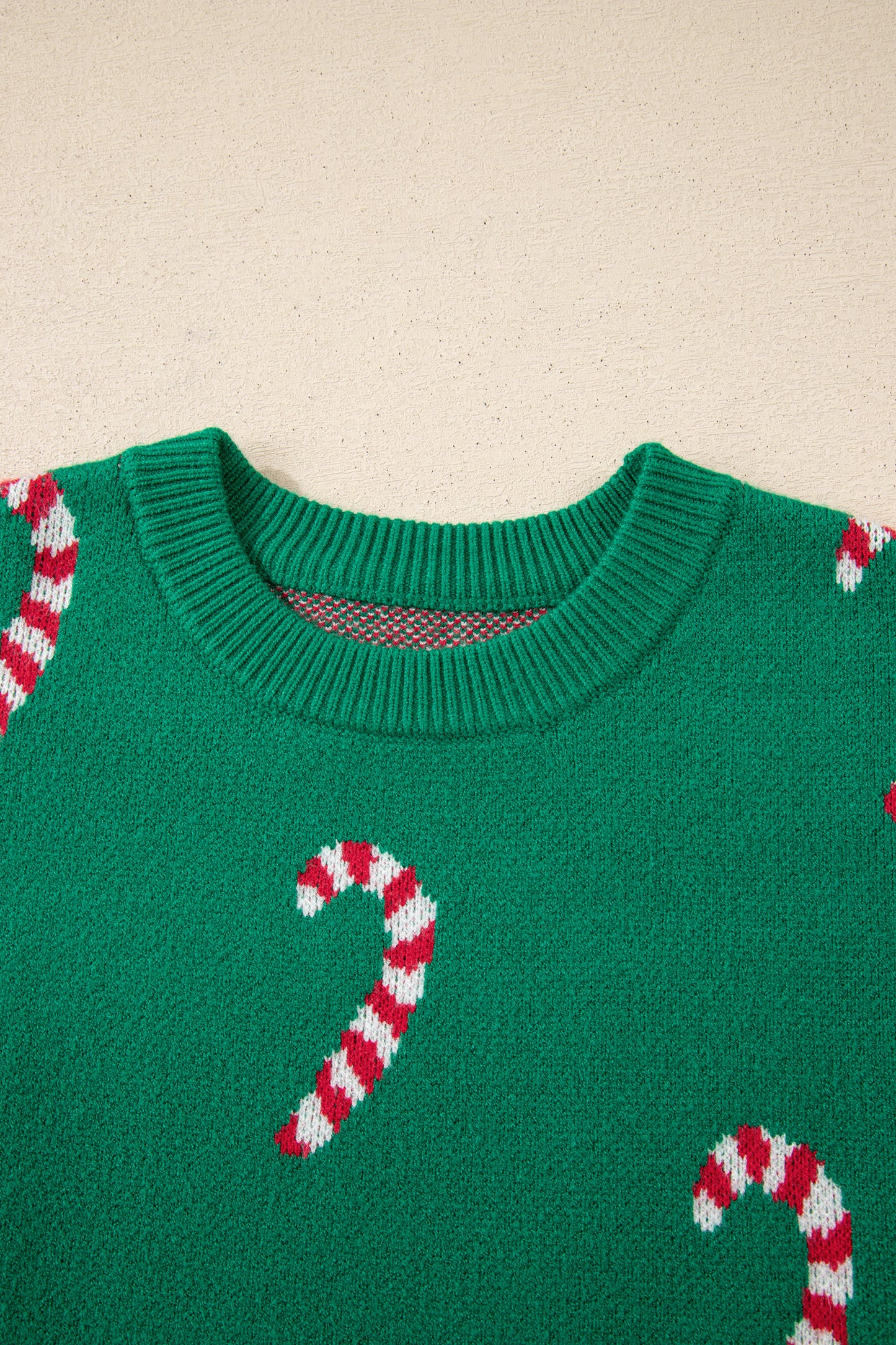 Racing Red Christmas Candy Cane Holiday Drop Shoulder Sweater