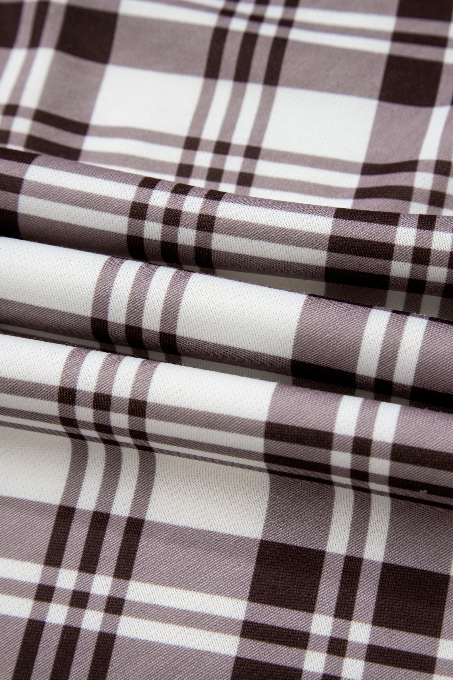 Beige Plaid Patchwork Side Slit Sweatshirt