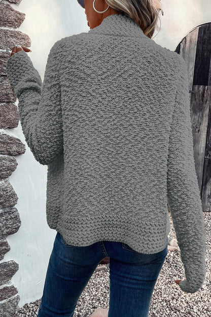 Gray Popcorn Knit Open Front Cardigan - L & M Kee, LLC