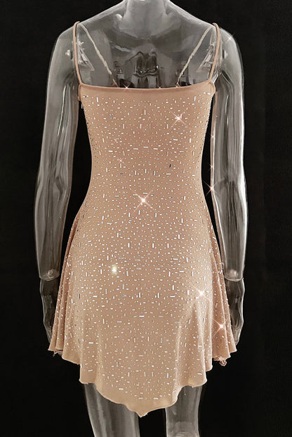 Clay Spaghetti Straps Rhinestone Hot Nightclub Dress