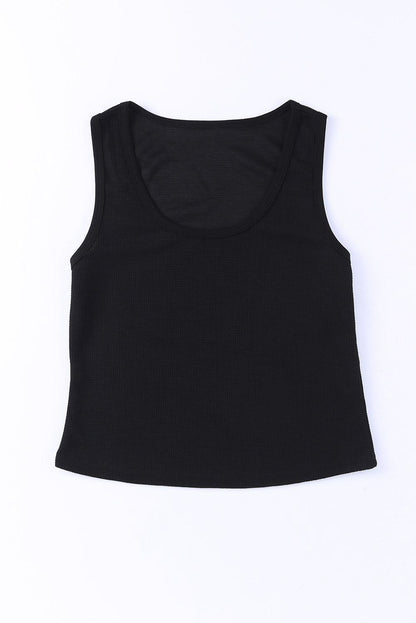 Plain Waffle Knit U Neck Tank Top - L & M Kee, LLC