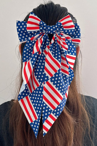 Dark Blue American Flag Large Bow Knot Hair Clip - L & M Kee, LLC