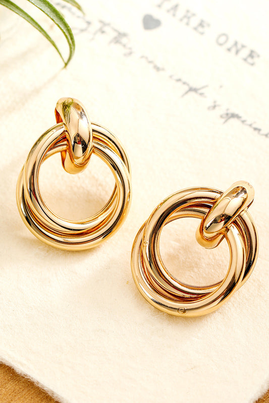 Gold Circles Plated Alloy Stud Earrings