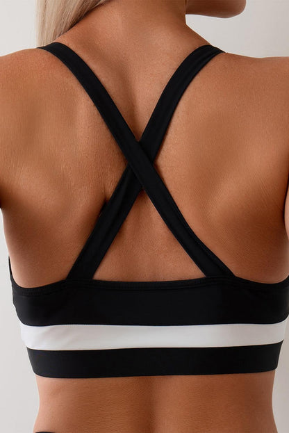 White Colorblock Crisscross Back High Waist Sporty Bikini - L & M Kee, LLC