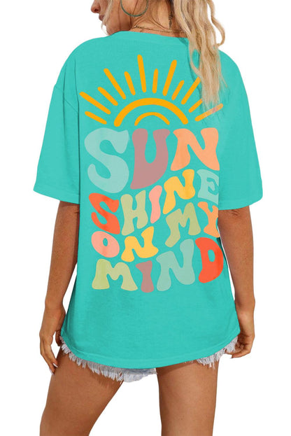 Mint Green SUNSHINE ON MY MIND Graphic Tee - L & M Kee, LLC