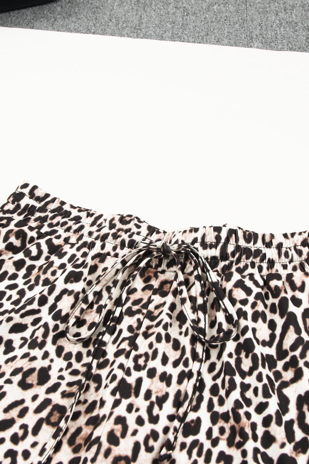 Colorblock Leopard Short Sleeve and Shorts Loungewear - L & M Kee, LLC