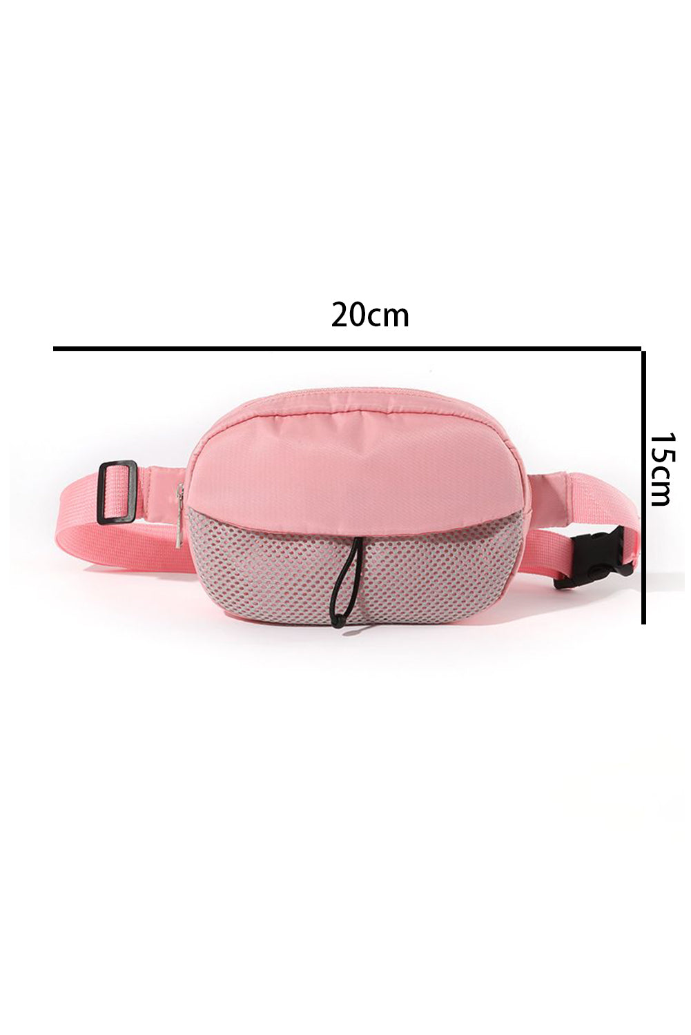 Pink Mesh Patched Wide Buckle Strap Belt Crossbody Bag