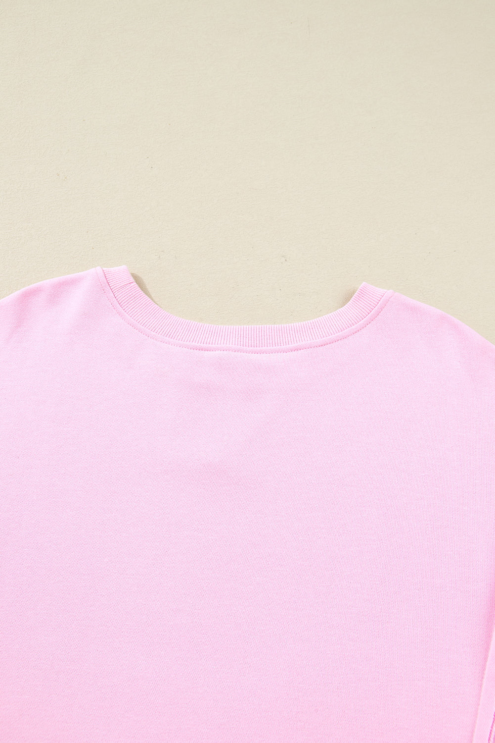 Pink Plus Size Mix Floral Patched Sleeve Ribbed Trim Baggy Sweatshirt