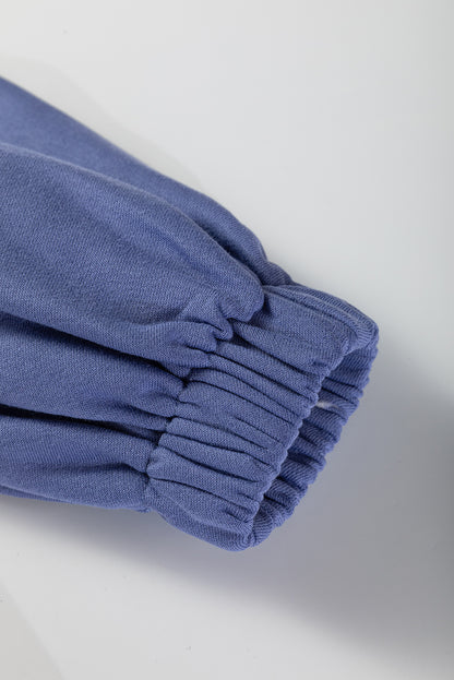 Light Grey Oversized Striped Colorblock Dolman Sleeve Collared Casual Top