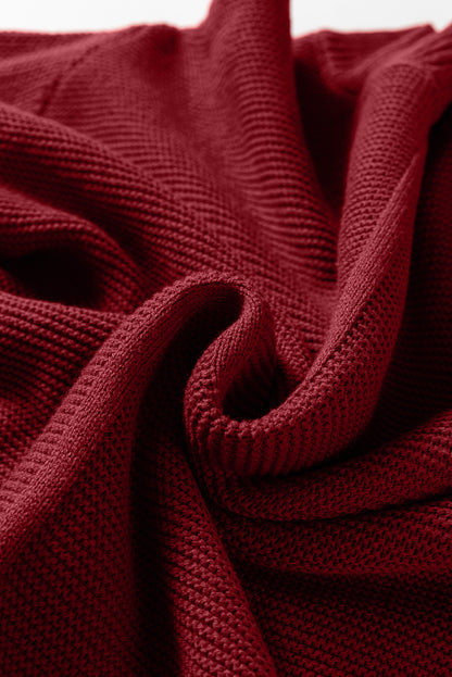 Dirty blue Solid Color Front Seam Drop Shoulder Loose Sweater