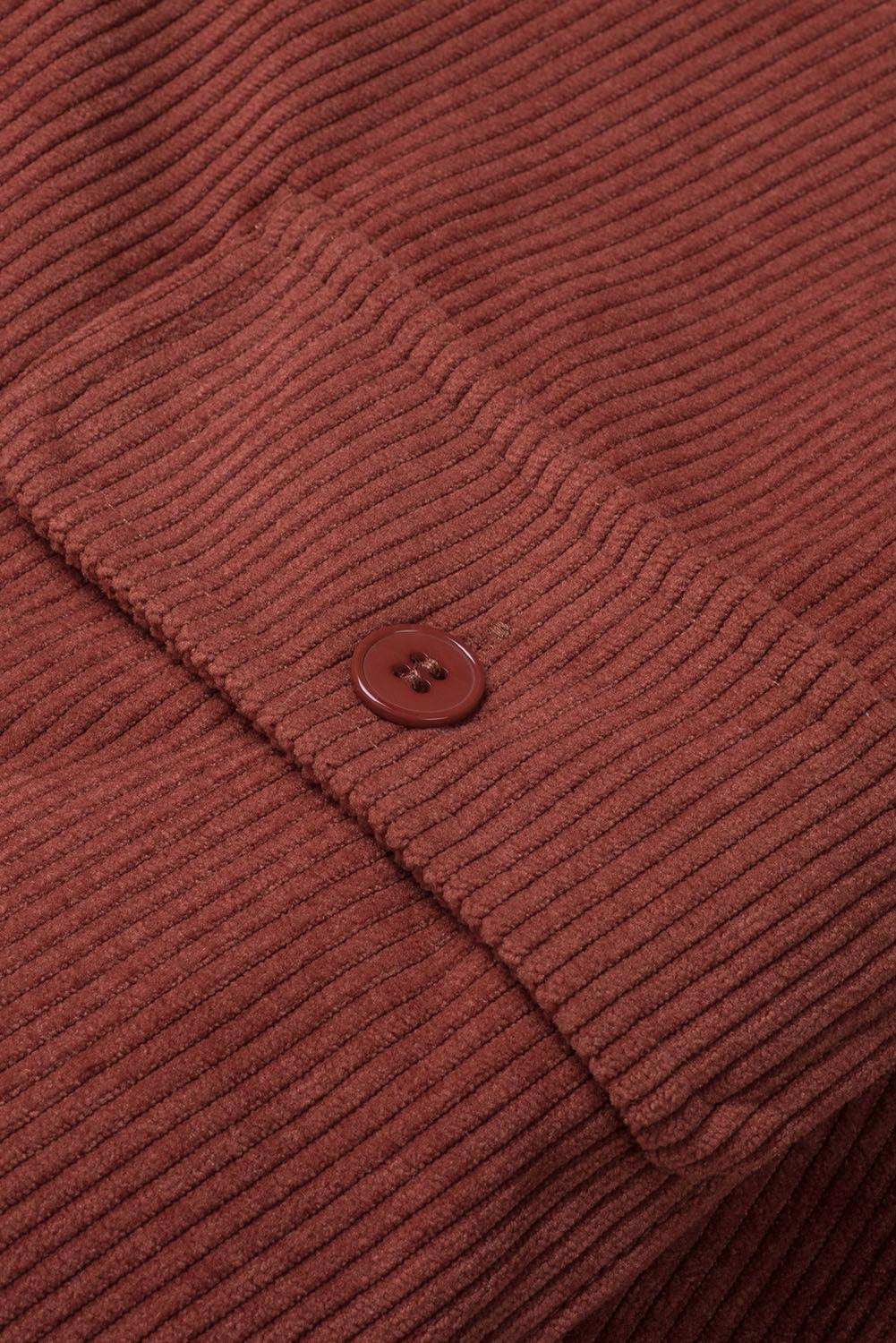 Khaki Plaid Print Buttoned Corduroy Double-sided Jacket - L & M Kee, LLC