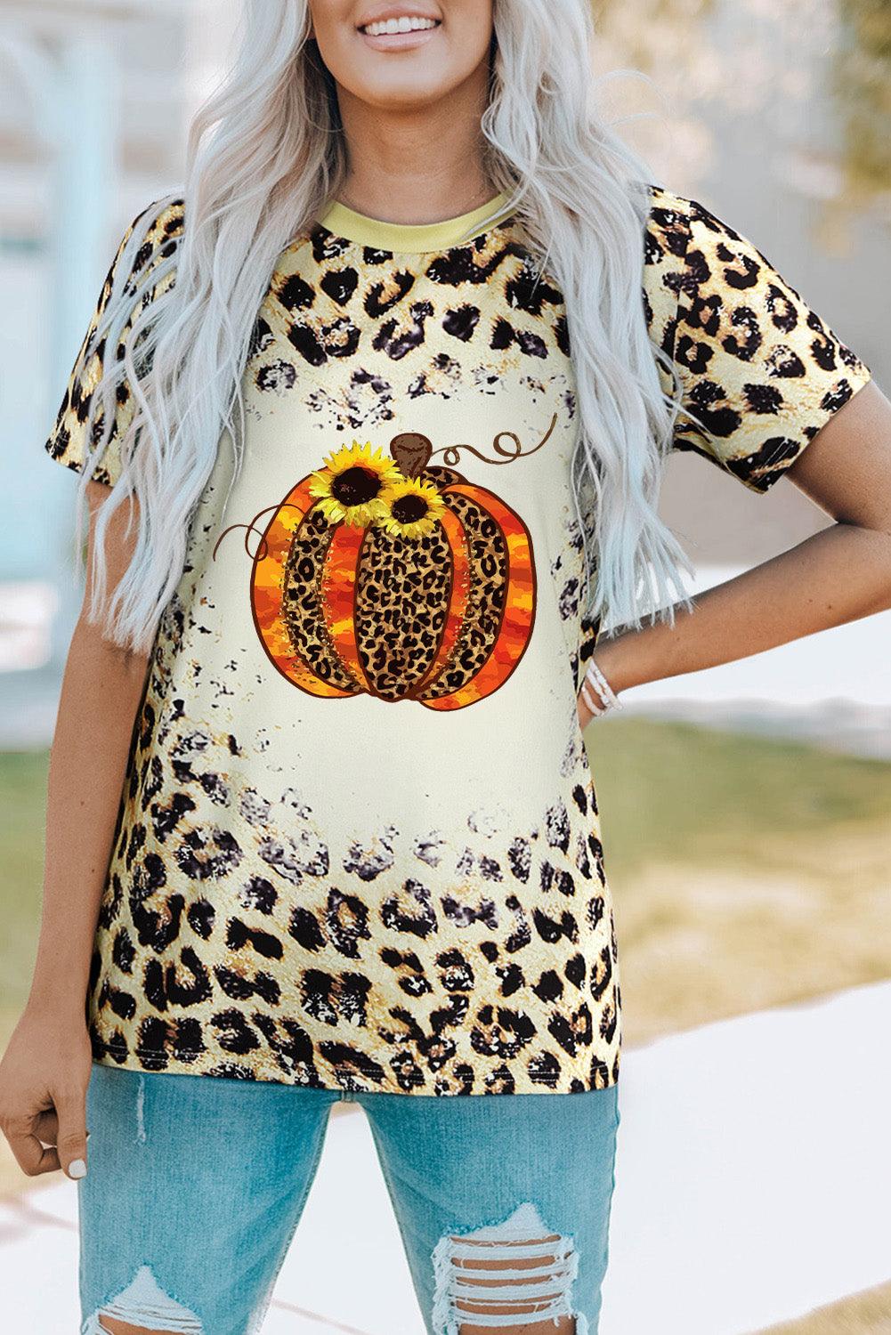 Tie-Dye Pumpkin Graphic Crew Neck T-shirt - L & M Kee, LLC