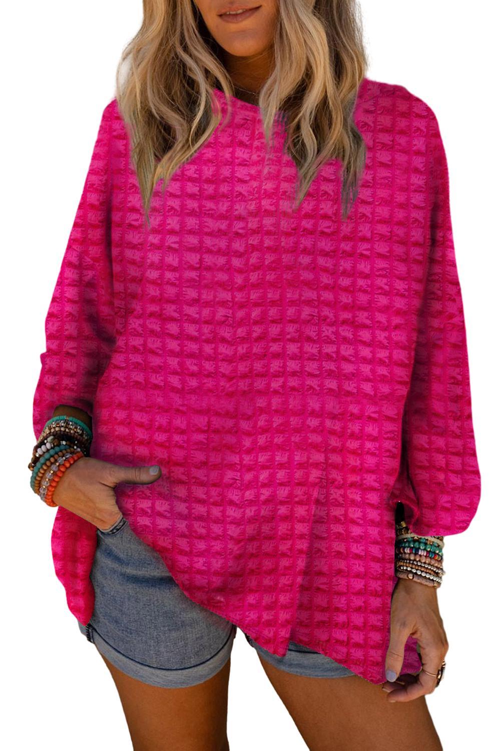 Rose Red Bubble Textured Knit Top - L & M Kee, LLC