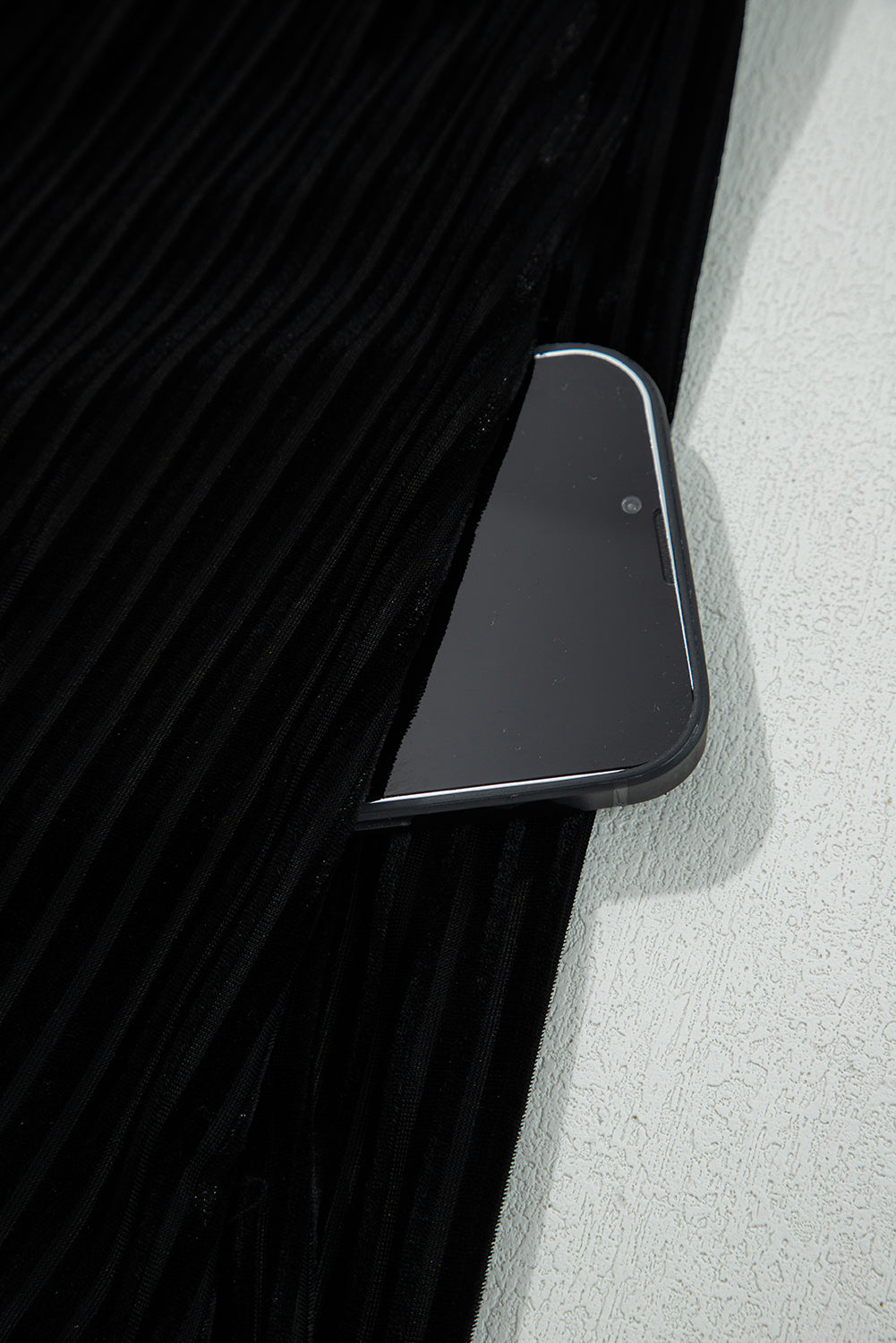 Black Tie Back Square Neck Velvet Babydoll Dress