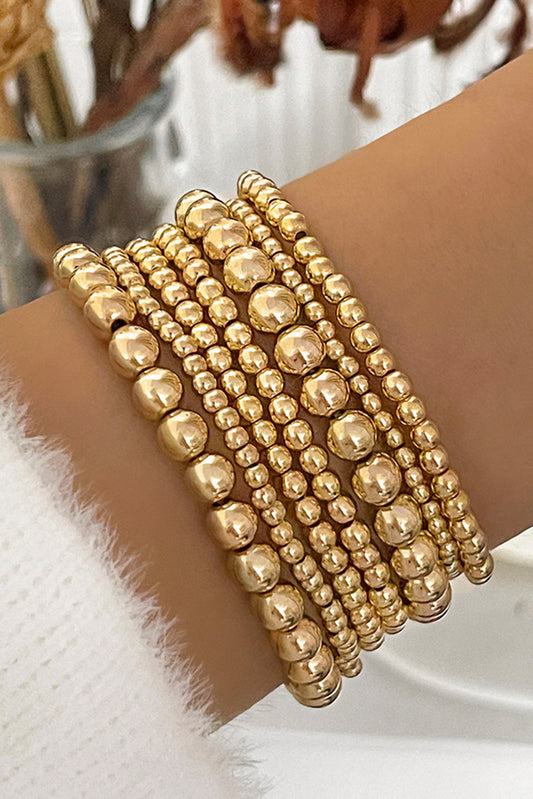 Gold 7pcs/Set Minimalist Beaded Luxury Bracelet Set