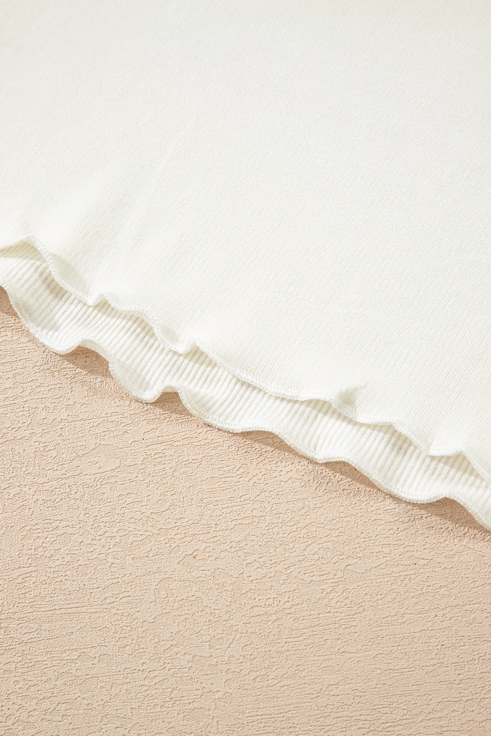 Black Ribbed Knit Lettuce Trim High Neck Long Sleeve Top