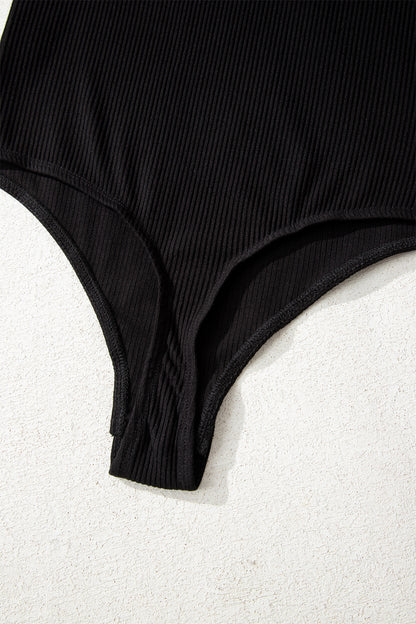 Mineral Red Ribbed Long Sleeve Crew Neck Solid Color Bodysuit