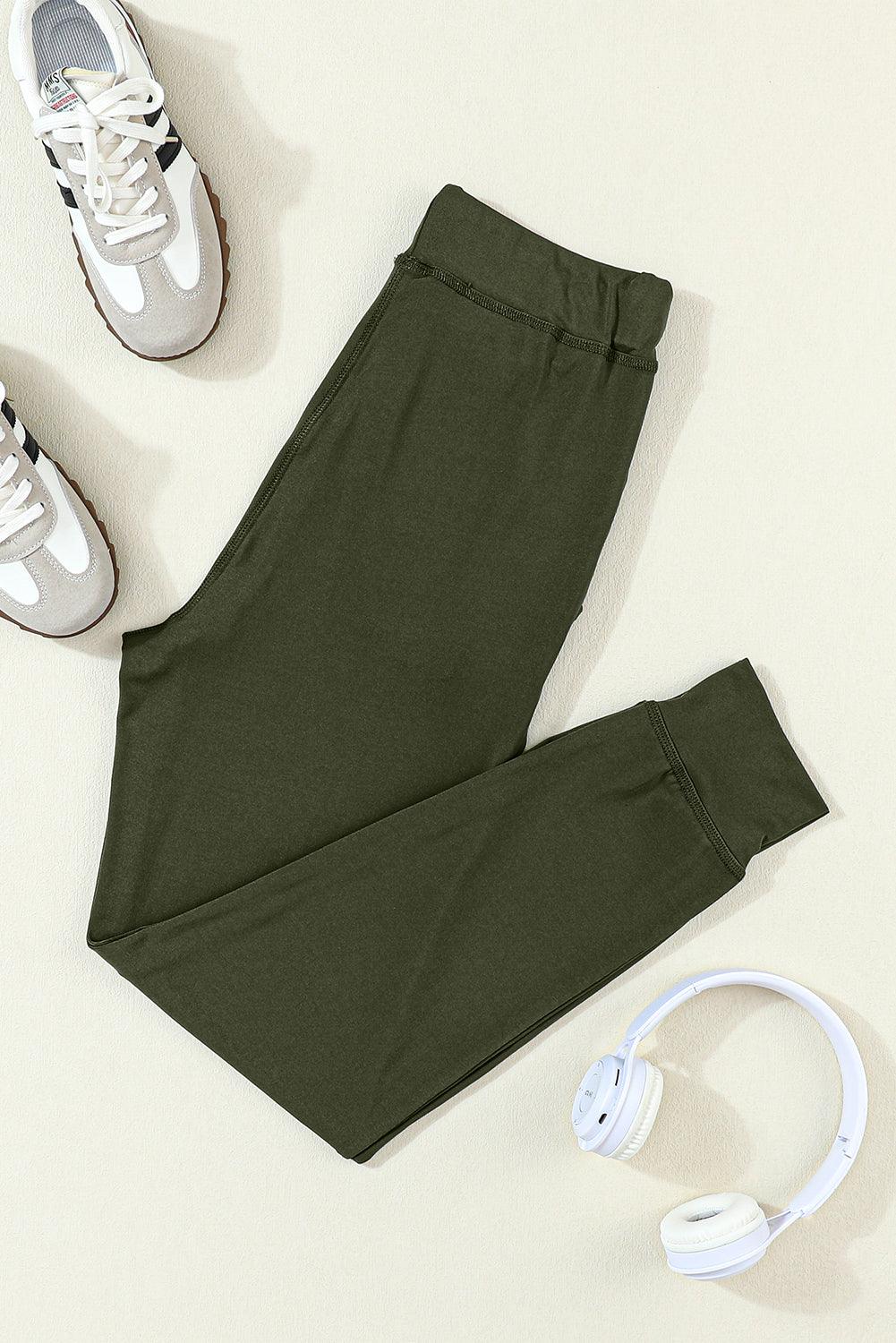 Moss Green Drawstring Waist Pocketed Joggers - L & M Kee, LLC