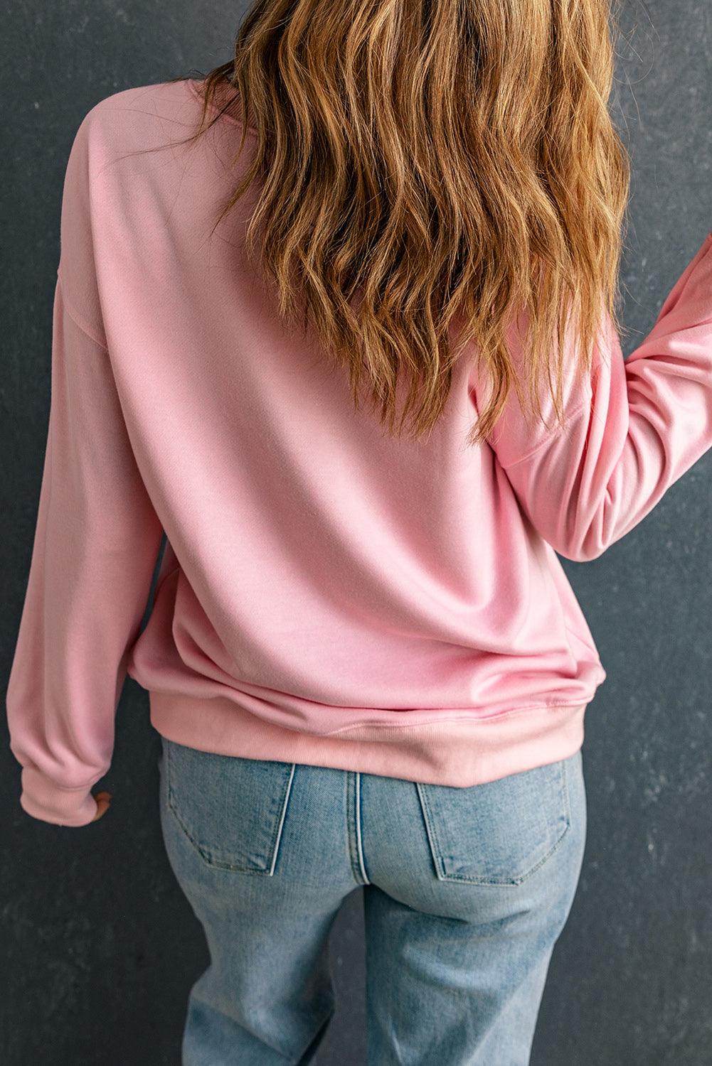 Pink Solid Classic Crewneck Pullover Sweatshirt - L & M Kee, LLC